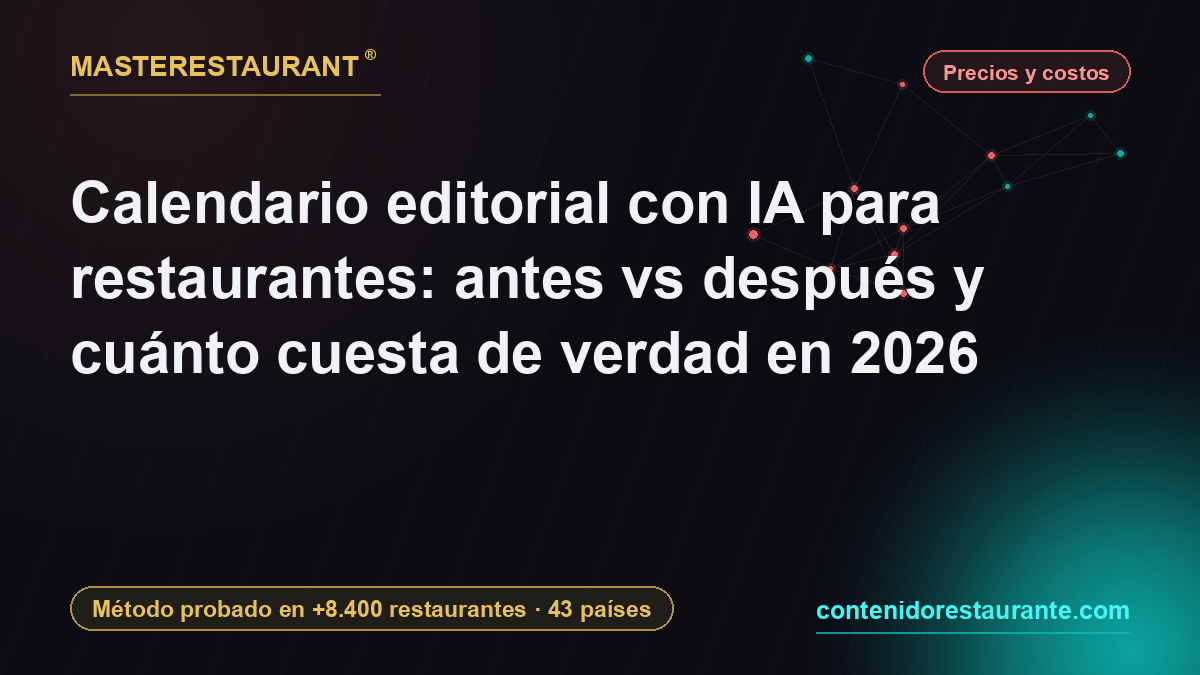 Calendario editorial con IA para restaurantes: antes vs después y cuánto cuesta de verdad en 2026 — Masterestaurant