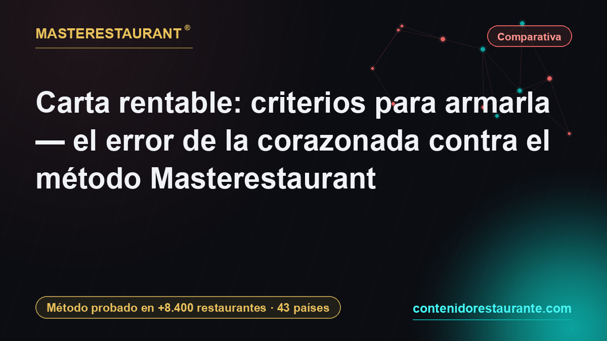 Carta rentable: criterios para armarla — el error de la corazonada contra el método Masterestaurant — Masterestaurant