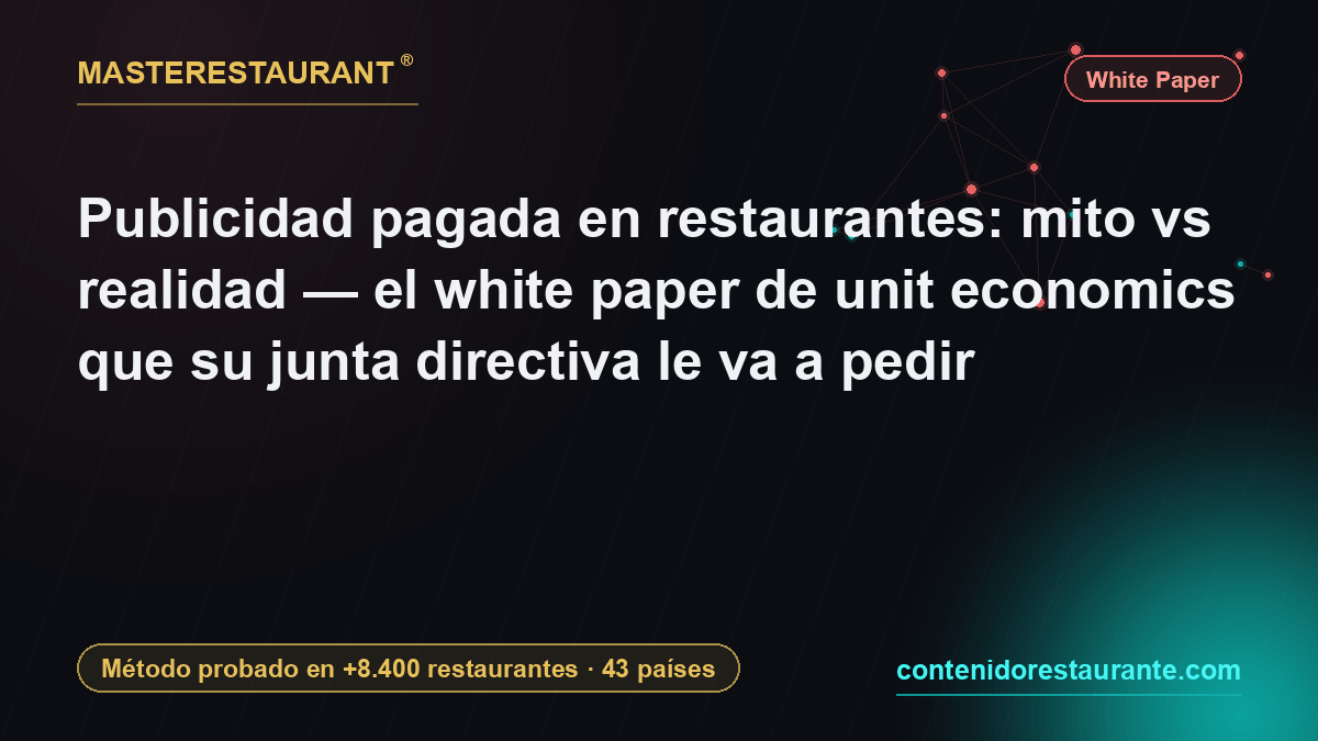 Publicidad pagada en restaurantes: mito vs realidad — el white paper de unit economics que su junta directiva le va a pedir — Masterestaurant